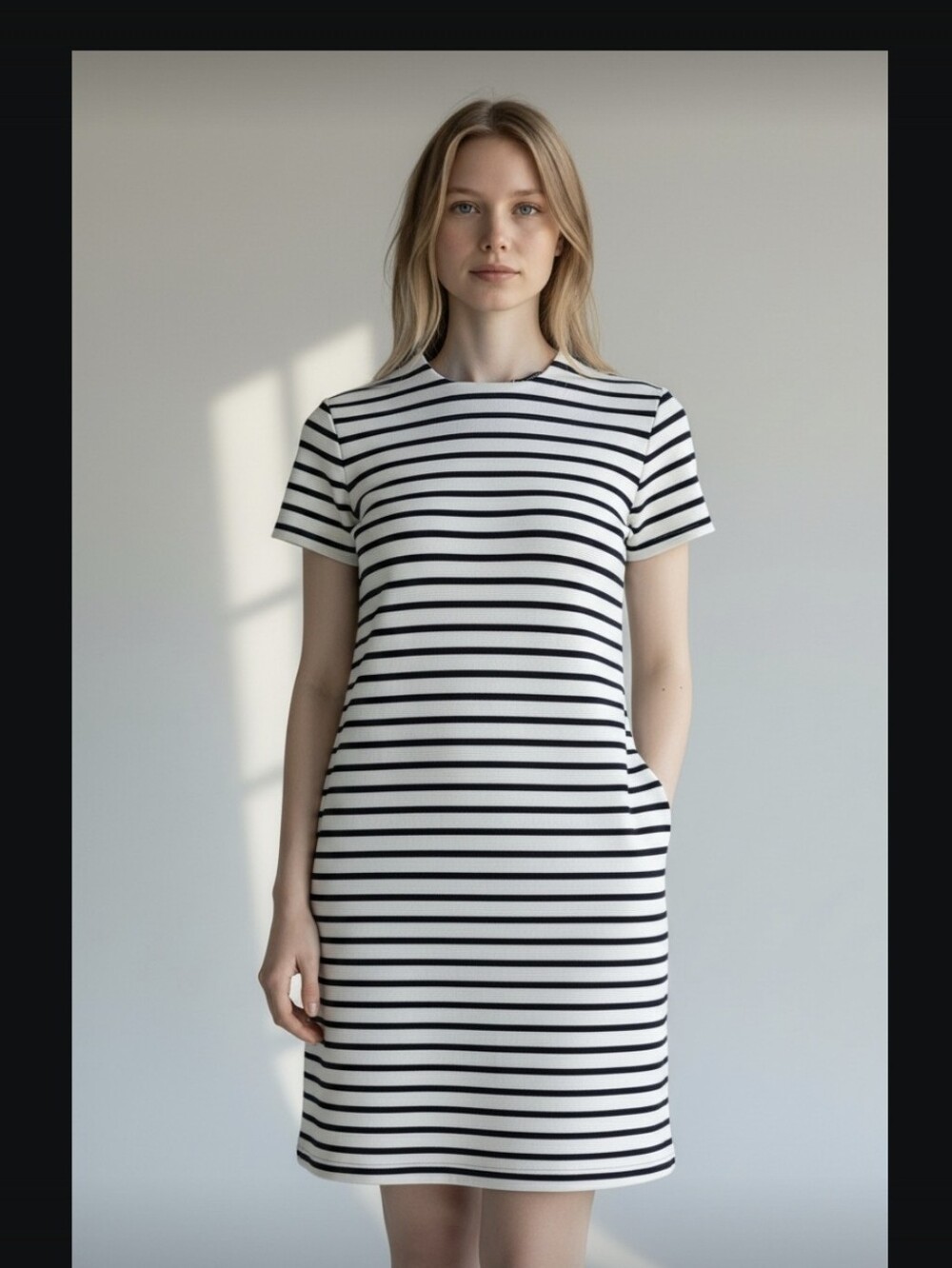Ralph Lauren Navy and White Striped Short Sleeve  Dress With Pockets Size-XS